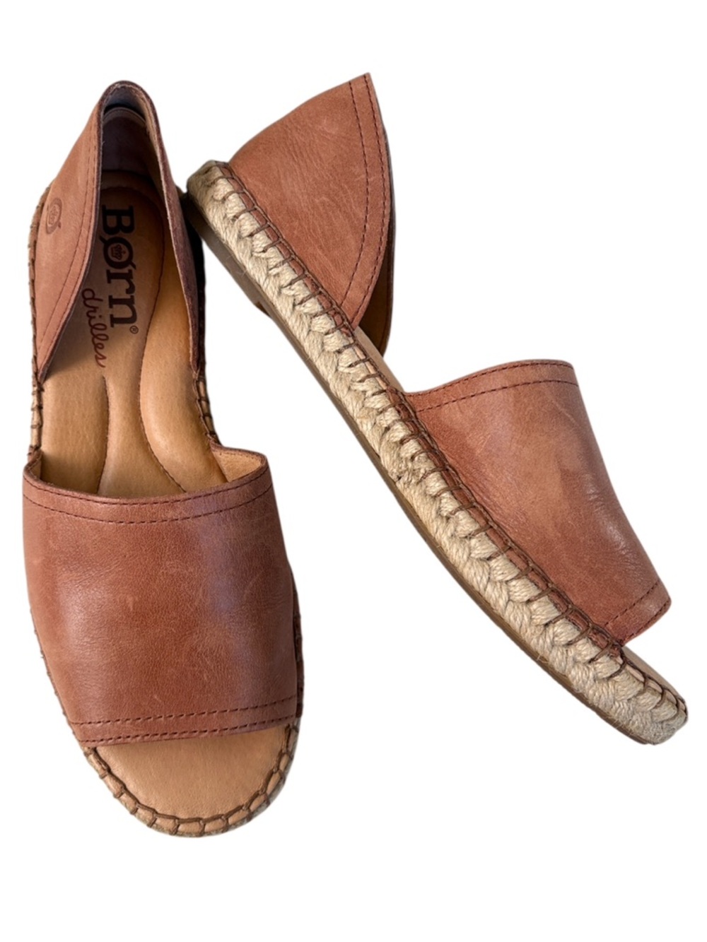 EUC Born Leather Espadrille Sandals Brown Size 7